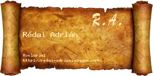 Rédai Adrián névjegykártya